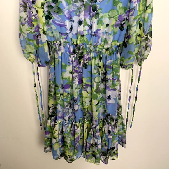 Taylor Floral Chiffon Mini Dress Enchanted Bloom Floral Womens Size 6 - Picture 4 of 14